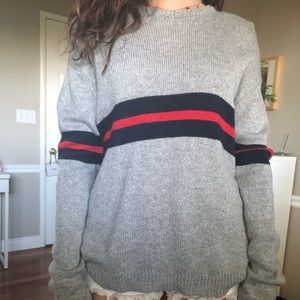 Brandy Melville Gray, Navy and Red Sweater
